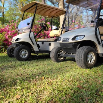 a truck is parked in the grass